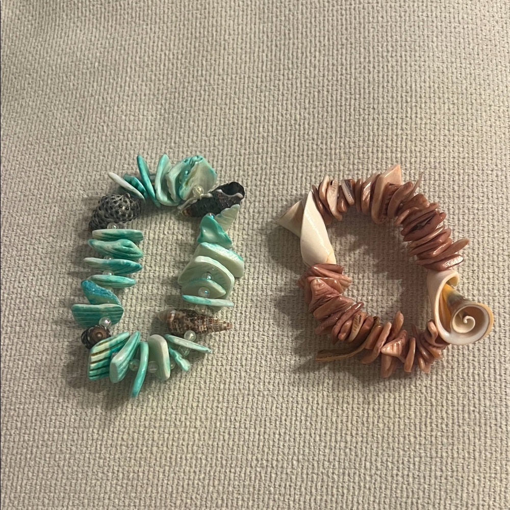 Seashell Conch Shell Marine Life Bead Layer Layered Blur Nude Tan Bracelet